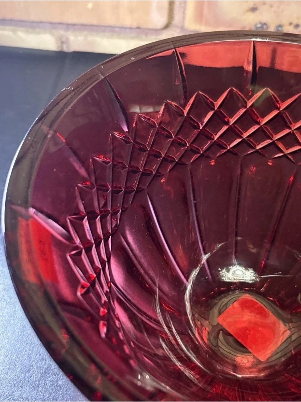 Waterford SHELTON 8” Bowl in Ruby RED Germany Cut Crystal Dish Marquis with Tag